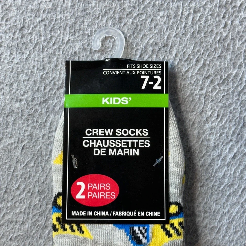 Greenbrier Crew Socks Kids 7-2 Gray Construction Truck 2-Pack Novelty Knit